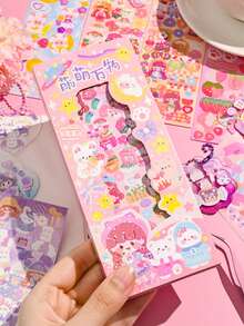 50入組卡通圖案可愛貼花適用於學生 - 彩色 - 查看 2