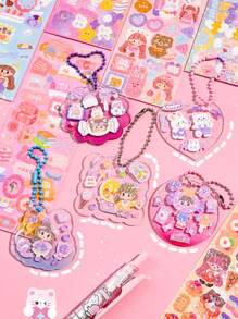 50入組卡通圖案可愛貼花適用於學生 - 彩色 - 查看 3