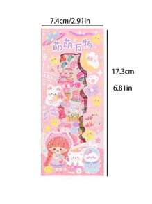 50入組卡通圖案可愛貼花適用於學生 - 彩色 - 查看 6