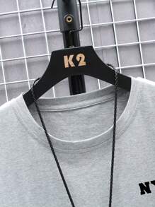 Manfinity Homme Men Letter Graphic Tee - Light Grey - View 4