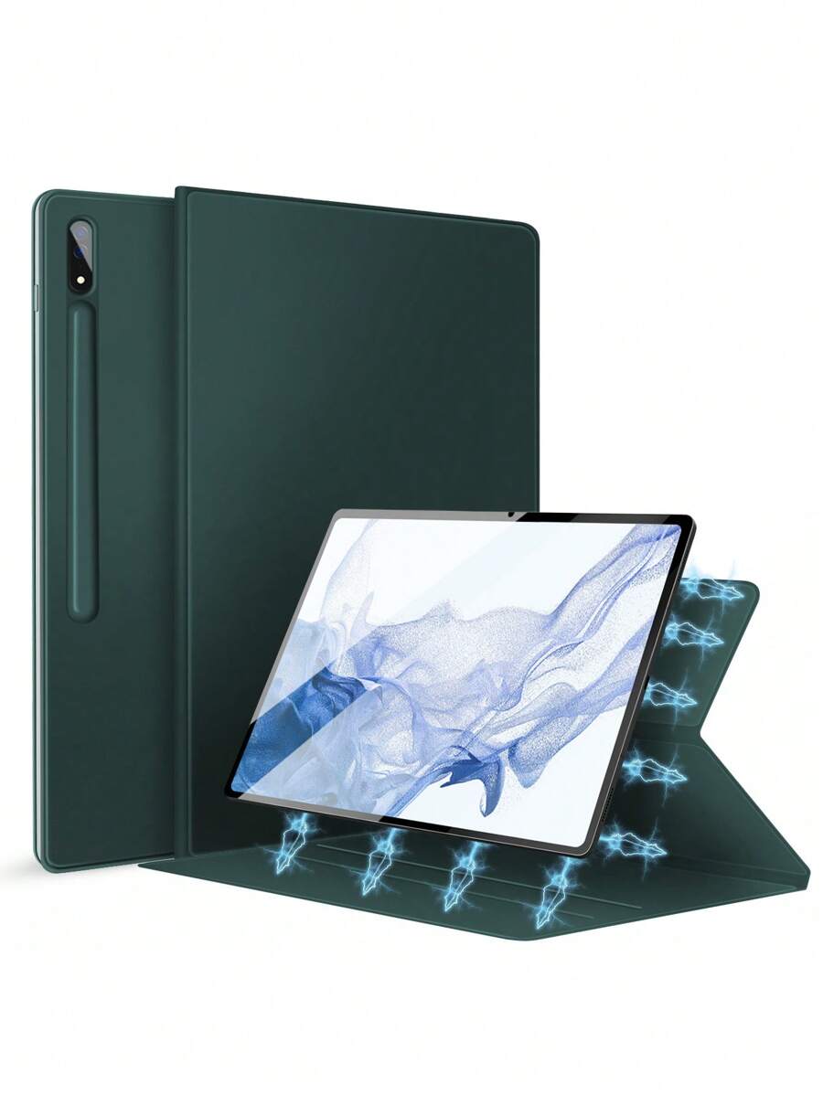Magnetic Tablet Case Compatible With Samsung Galaxy Tab S7 S8 S7 FE S7 Plus S8 Plus With Built-In Pencil Holder