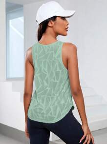 Gameset SHEIN Sport Solid Cut Out Back Sports Tank Topworkout Tank Top - Mint Green - View 2