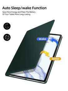 Magnetic Tablet Case Compatible With Samsung Galaxy Tab S7 S8 S7 FE S7 Plus S8 Plus With Built-In Pencil Holder - Army Green - View 7