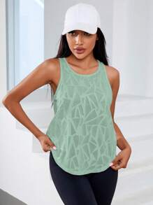 Gameset SHEIN Sport Solid Cut Out Back Sports Tank Topworkout Tank Top - Mint Green - View 5