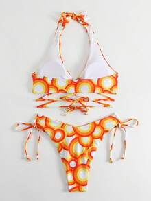 Bộ Bikini Nữ Thắt nút Buộc lại Trọn gói Tất cả trên in Boho - Nhiều màu - Xem 4