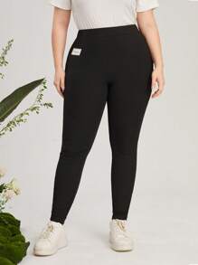 Mulvari Plus Letter Patched Leggings