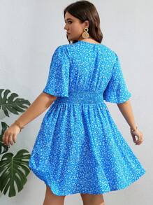SHEIN VCAY Plus Ditsy Floral Print Butterfly Sleeve Dress
