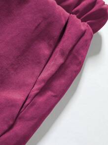 Manfinity Homme Nam Lỏng lẻo Viền mép Eo dây rút Quần short - Màu Hoa hồng đỏ - Xem 6