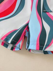 SHEIN Toddler Girls Solid Cami Top & Allover Print Shorts & Button Up Shirt