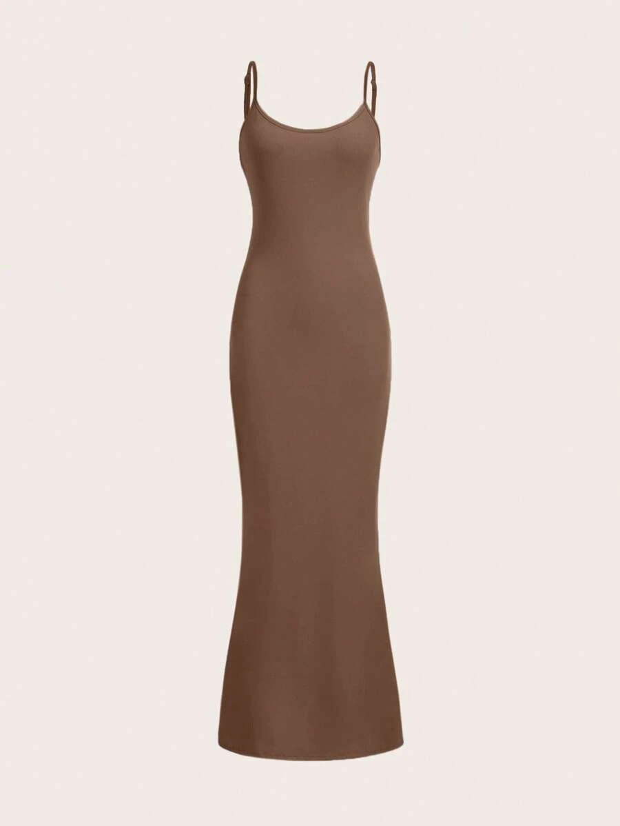 SHEIN EZwear Enkel Elegant Klänning - Brun - Visa 1