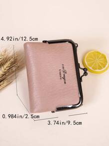 Kiss Lock 信用卡小号双折拉链女士钱包迷你薄款轻便身份证现金便携简约时尚现代商务周年纪念情人节生日礼物礼物女士女孩女士钱包钱包小钱包 - 粉色 - 查看 4