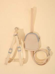 1set Solid Color Pet Leash & Harness For Dog For Anti-lost - Beige - View 1