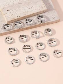 16入組/套花和蛇設計戒指 - 銀色 - 查看 3