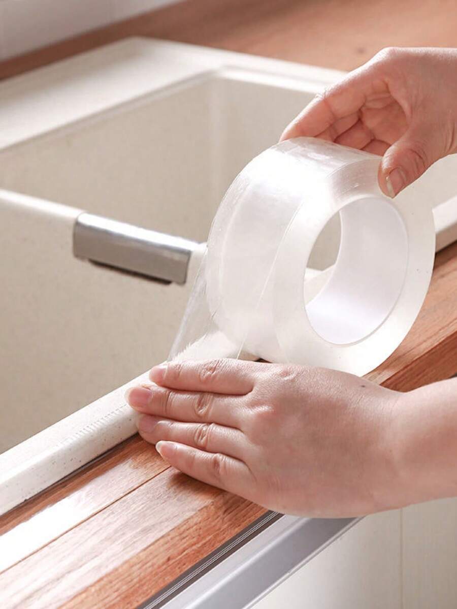 1roll Simple White Oil Proof Sealing Strip, Portable Tape For Household - White - View 1