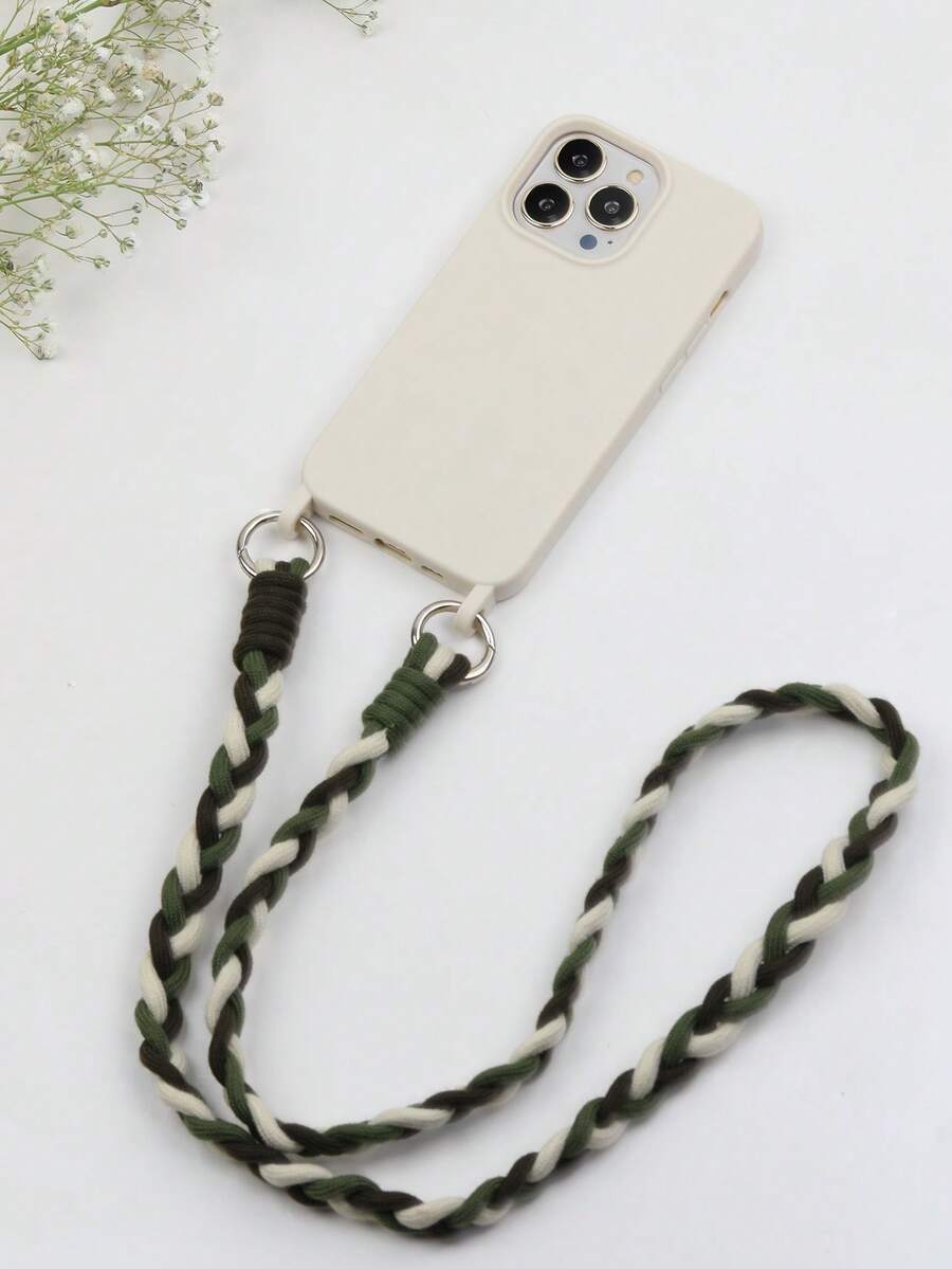 矽膠手機殼，附漂亮的手工錶帶，相容於 iPhone 14 pro max - 米色 - 查看 1