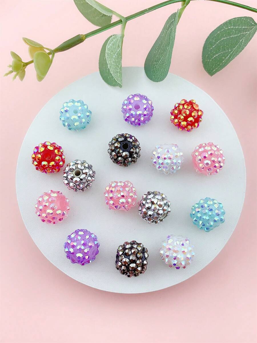 10入組/套亞克力魅力四射水鑽裝飾DIY珠子適合女士DIY首飾製作 - 槍黑色 - 查看 1