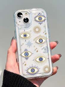 Carcasa transparente de TPU amortiguadora de golpes con diseño de estrella y luna para iPhone 16/16Pro/16Plus/16Promax - Multicolor - Ver 1