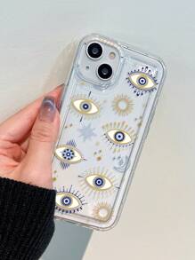 Carcasa transparente de TPU amortiguadora de golpes con diseño de estrella y luna para iPhone 16/16Pro/16Plus/16Promax - Multicolor - Ver 2