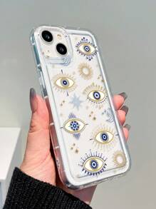 Carcasa transparente de TPU amortiguadora de golpes con diseño de estrella y luna para iPhone 16/16Pro/16Plus/16Promax - Multicolor - Ver 3
