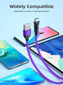 180度3A Type-C USB電纜，2米/1米，快速充電和數據傳輸電纜，適用於三星，Realme，小米，華為，Vivo和OPPO - 紫色 - 查看 5