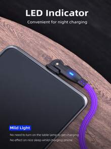 180度3A Type-C USB電纜，2米/1米，快速充電和數據傳輸電纜，適用於三星，Realme，小米，華為，Vivo和OPPO - 紫色 - 查看 9