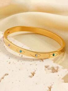 1入組女士時尚不銹鋼眼睛裝飾手鐲作為送給女朋友禮物 - 金黃色 - 查看 2