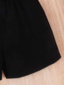 SHEIN 年輕女孩實色背心上衣和鈕領背心外套和短褲 - 彩色 - 查看 3