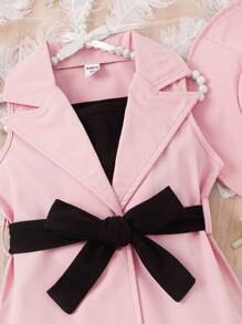 SHEIN 年輕女孩實色背心上衣和鈕領背心外套和短褲 - 彩色 - 查看 6