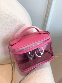 Mini Clear Square Bag Top Handle Pink - Pink - View 1