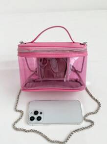 Mini Clear Square Bag Top Handle Pink - Pink - View 3