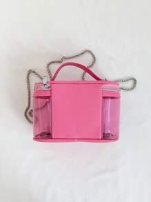 Mini Clear Square Bag Top Handle Pink - Pink - View 5