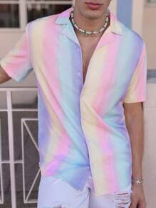 Manfinity Homme Men Ombre Button Up Shirt Without Tee - Multicolor - View 1