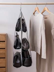 For Wardrobe Closet Transparent Storage Bag Hanging Handbag Clear Sundry Shoe Bag With Hanger Pouch Handbag Organizer Hanging Purse Storage Holder for Closet, Stuff BagClothes Storage