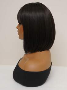 合成纖維耐熱假髮女士短直發波波頭假髮棕色波波頭劉海假髮女士日常穿著自然假髮