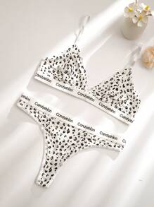 Set de lencería con estampado de letra - Blanco - Ver 6