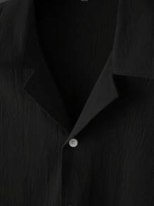 Manfinity Homme Men Solid Button Up Shirt, Old Money Style - Black - View 4