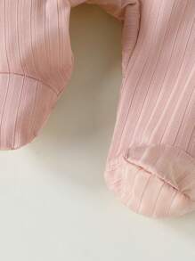 Baby Ruffle Trim Sleep Bodysuit & Footed Trousers - Dusty Pink - View 3