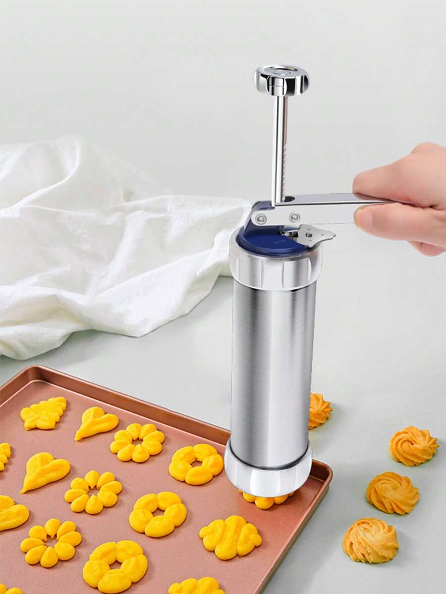 1pc Stainless Steel Piping Nozzle, Aluminum Alloy Flower Shaped Cookie Mold For DIY - Multicolor - View 1