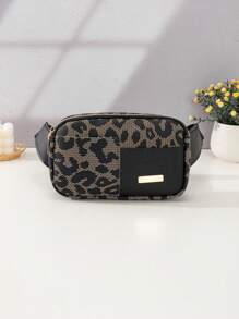 Riñonera mini con patrón de leopardo cremallera con tira ajustable - Multicolor - Ver 5