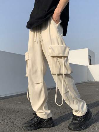 Manfinity Roghcode Men Flap Pocket Side Cargo Pants