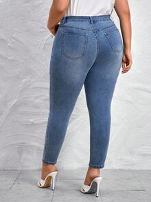 SHEIN SXY Jeans ajustados desgarro - Lavado ligero - Ver 2