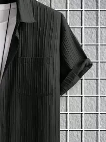 Manfinity Homme Men Solid Button Up Shirt - Black - View 5