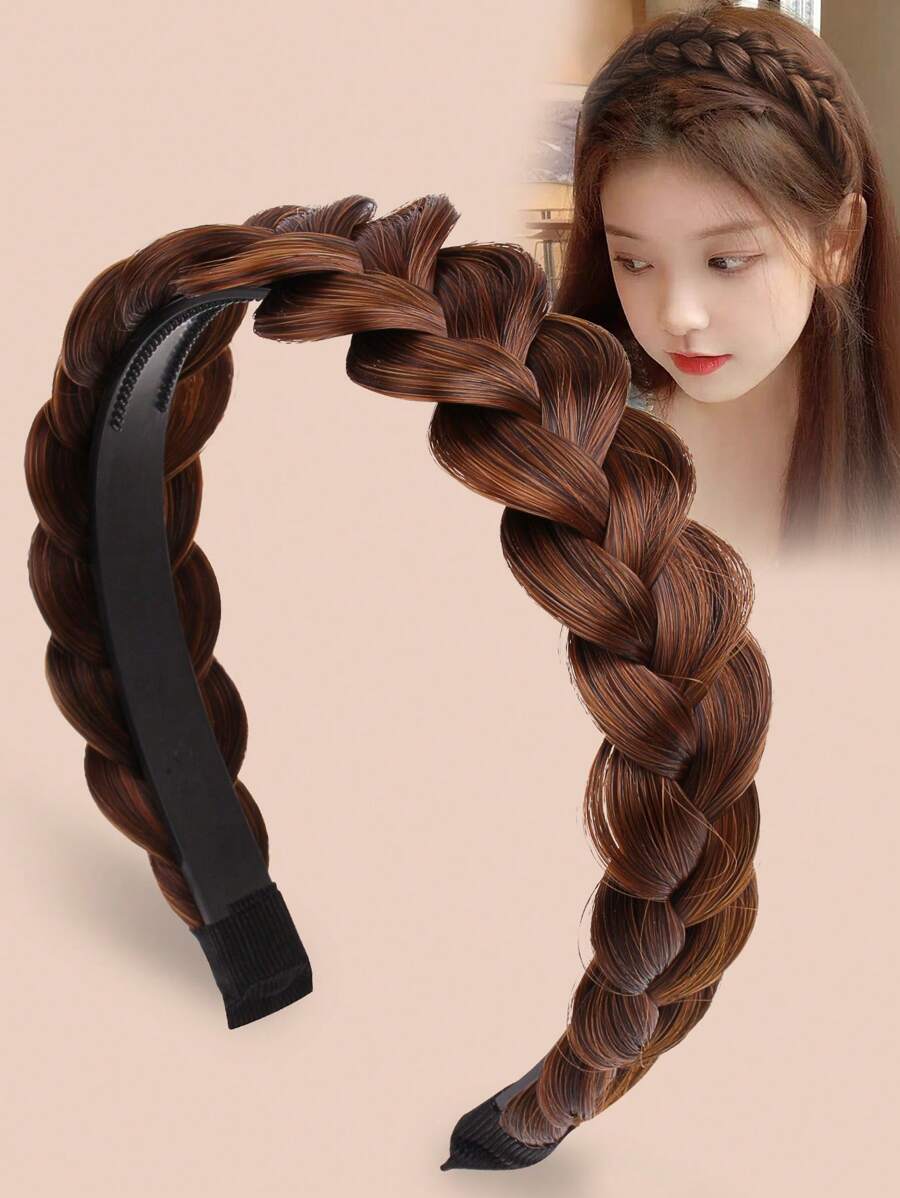 1pc Women Wig Braided Decor Fashion Headband For Daily Decoration Boho