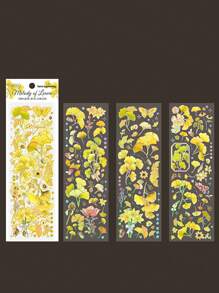 3入組植物圖案現代貼花適用於學生 - 黃色 - 查看 1