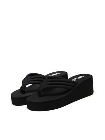 Pantuflas de mujer de tacón alto cómodas, de diseño sencillo y casual, para usar en la playa, interiores y exteriores