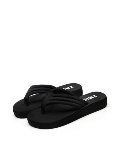 Women's Fashionable, Casual, Simple, Wear-Resistant Black Wedge Heel Sandals, Suitable For Vacations, Home, Beach, Indoor And Outdoor Use