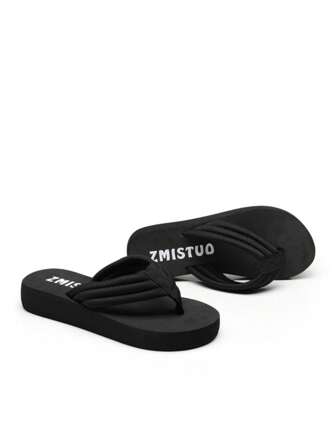 Women's Fashionable, Casual, Simple, Wear-Resistant Black Wedge Heel Sandals, Suitable For Vacations, Home, Beach, Indoor And Outdoor Use