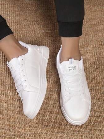 男士繫帶滑冰運動戶外白色運動鞋