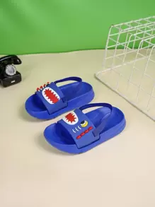 Baby Boys Shark Design Slingback Slippers - Royal Blue - View 1