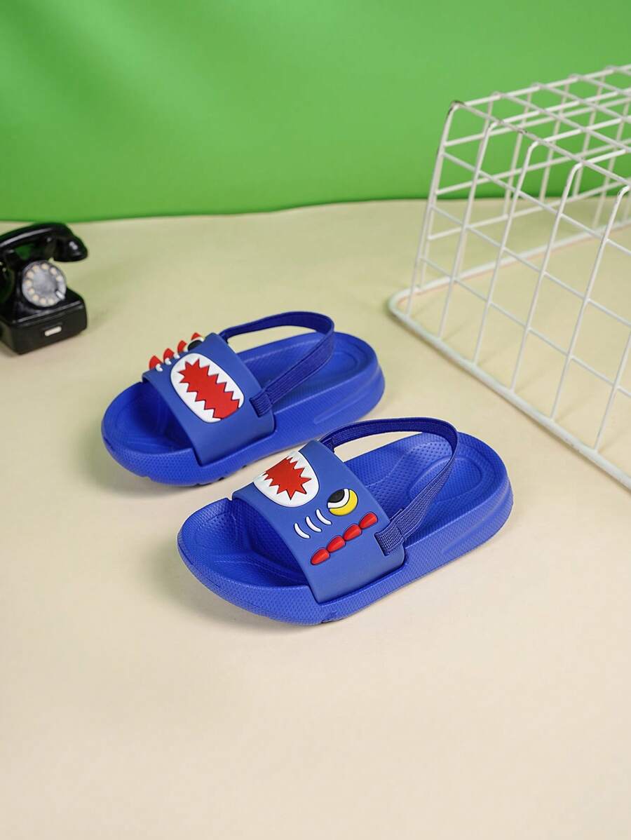 Baby Boys Shark Design Slingback Slippers - Royal Blue - View 1